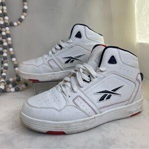 Reebok classic high top Kids White and Red Sneakers Shoes Size 6k